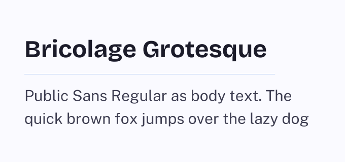 Bricolage Grotesque + Public Sans font pairing preview
