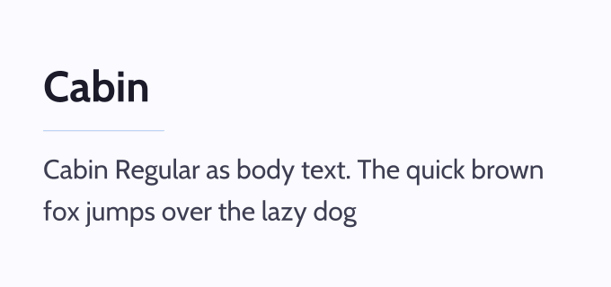 Cabin + Cabin font pairing preview
