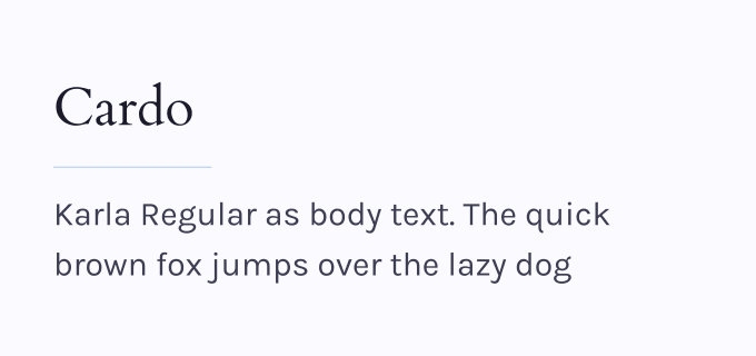 Cardo + Karla font pairing preview