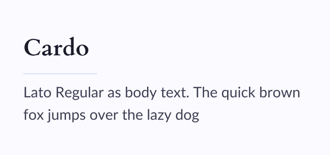 Cardo + Lato font pairing preview