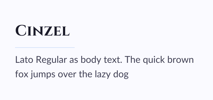Cinzel + Lato font pairing preview