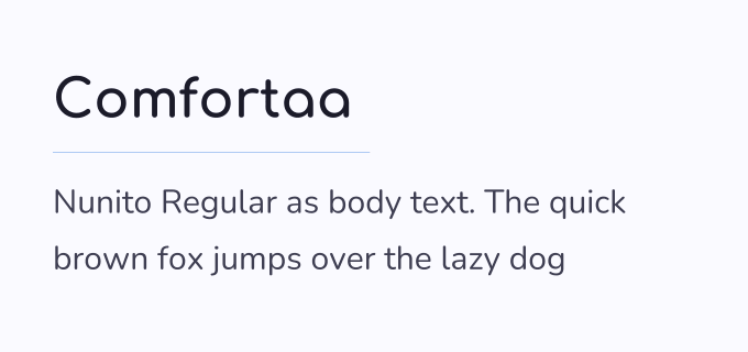 Comfortaa + Nunito font pairing preview