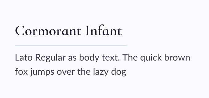 Cormorant Infant + Lato font pairing preview