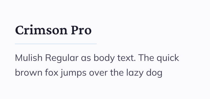 Crimson Pro + Mulish font pairing preview