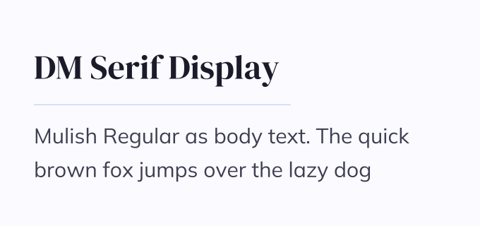 DM Serif Display + Mulish font pairing preview