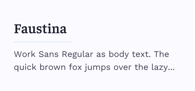 Faustina + Work Sans font pairing preview