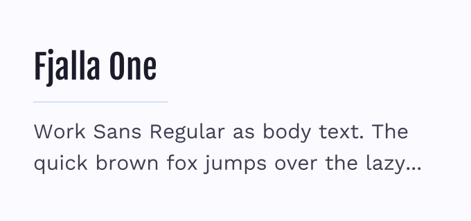 Fjalla One + Work Sans font pairing preview