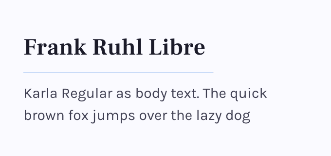 Frank Ruhl Libre + Karla font pairing preview