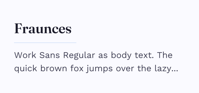 Fraunces + Work Sans font pairing preview