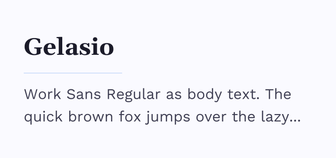 Gelasio + Work Sans font pairing preview