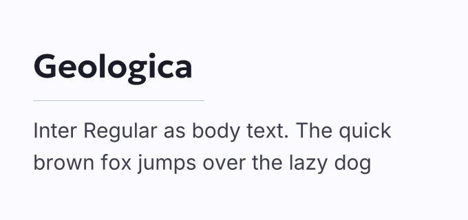 Geologica + Inter font pairing preview