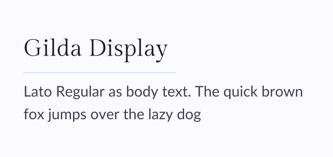 Gilda Display + Lato font pairing preview