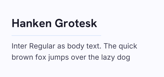 Hanken Grotesk + Inter font pairing preview