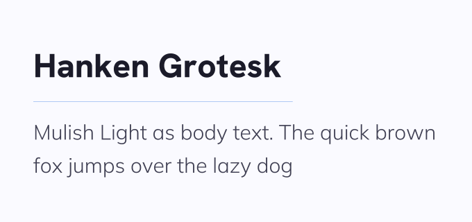Hanken Grotesk + Mulish font pairing preview