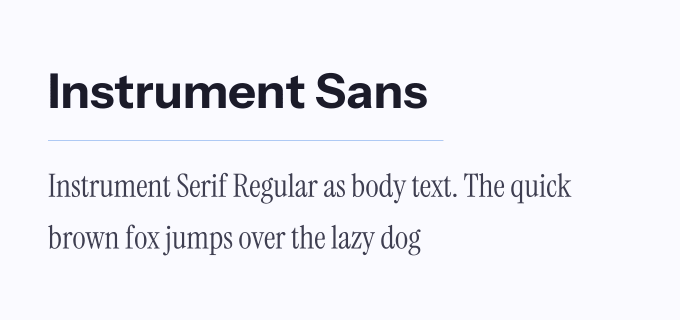 Instrument Sans + Instrument Serif font pairing preview