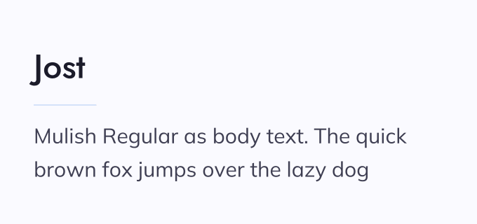 Jost + Mulish font pairing preview