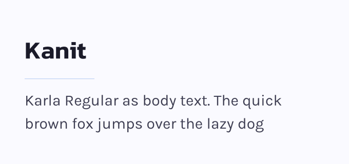 Kanit + Karla font pairing preview