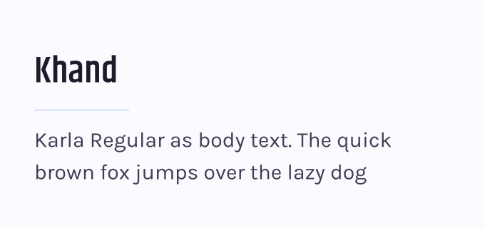 Khand + Karla font pairing preview