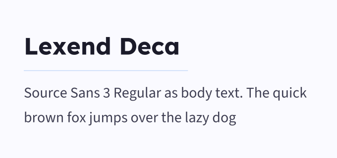 Lexend Deca + Source Sans 3 font pairing preview