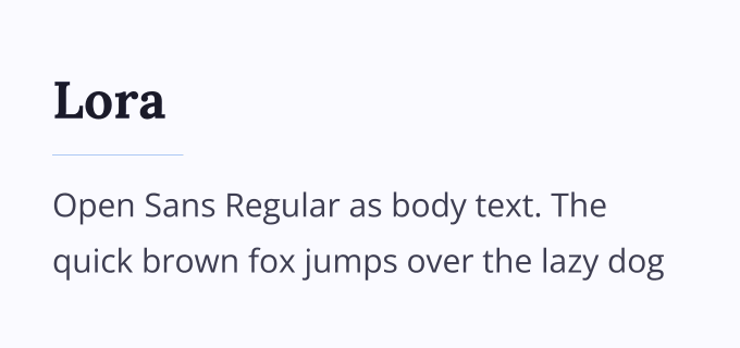 Lora + Open Sans font pairing preview