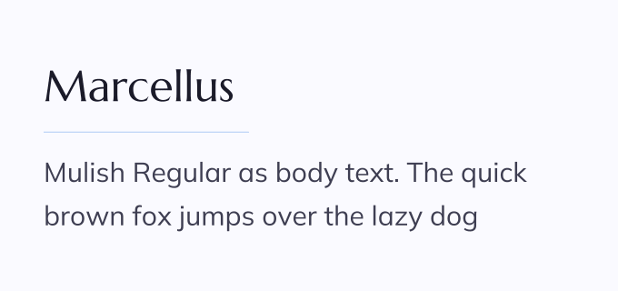 Marcellus + Mulish font pairing preview