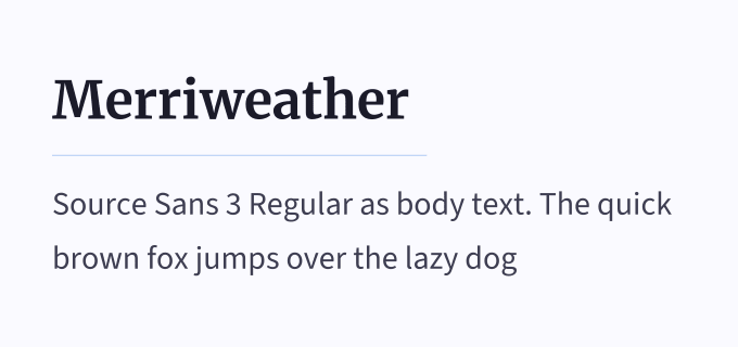 Merriweather + Source Sans 3 font pairing preview