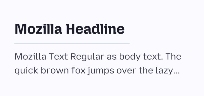 Mozilla Headline + Mozilla Text font pairing preview