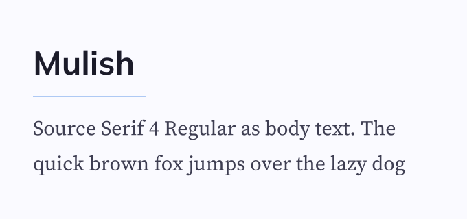 Mulish + Source Serif 4 font pairing preview