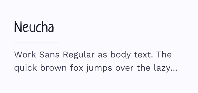 Neucha + Work Sans font pairing preview
