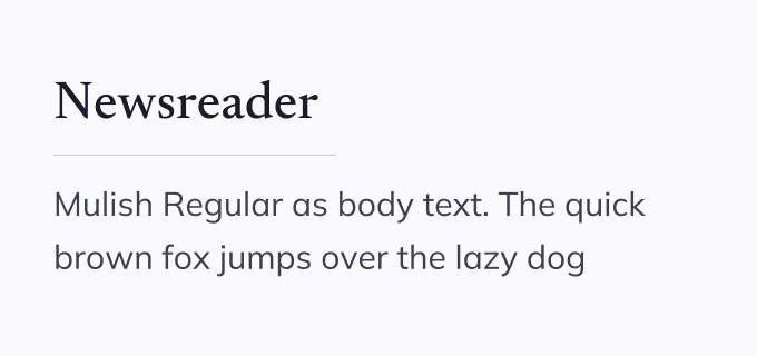 Newsreader + Mulish font pairing preview