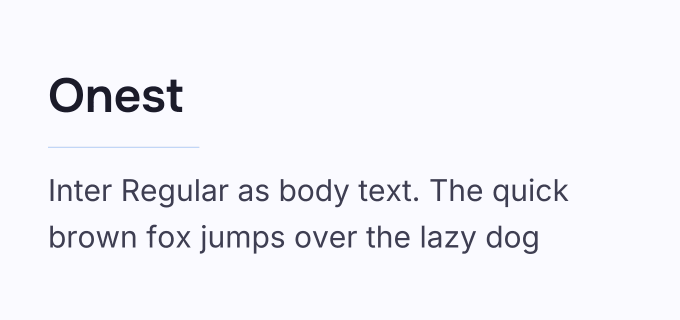 Onest + Inter font pairing preview