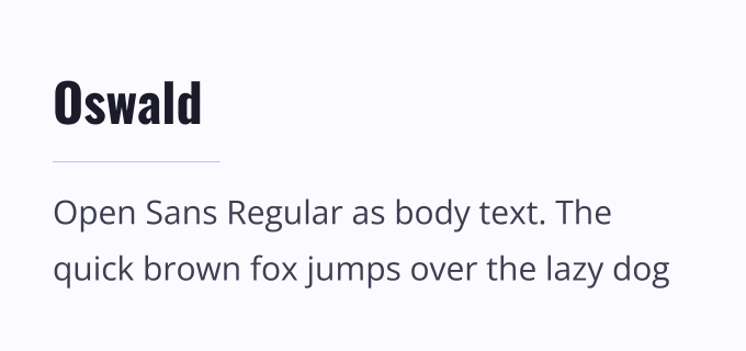 Oswald + Open Sans font pairing preview