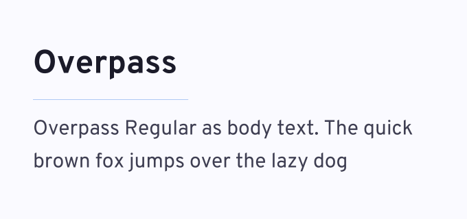 Overpass + Overpass font pairing preview
