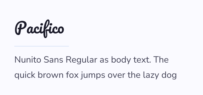 Pacifico + Nunito Sans font pairing preview