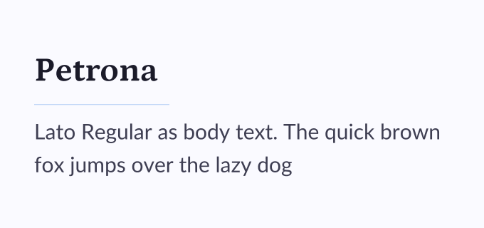 Petrona + Lato font pairing preview