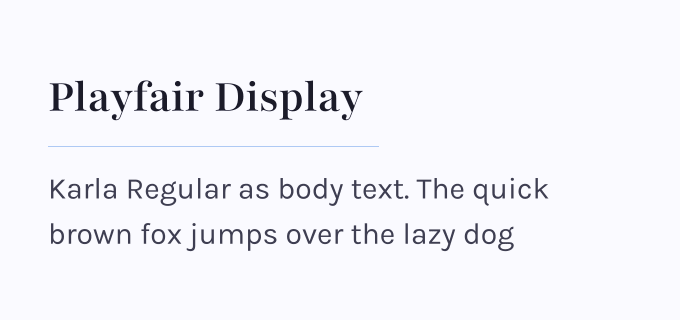 Playfair Display + Karla font pairing preview