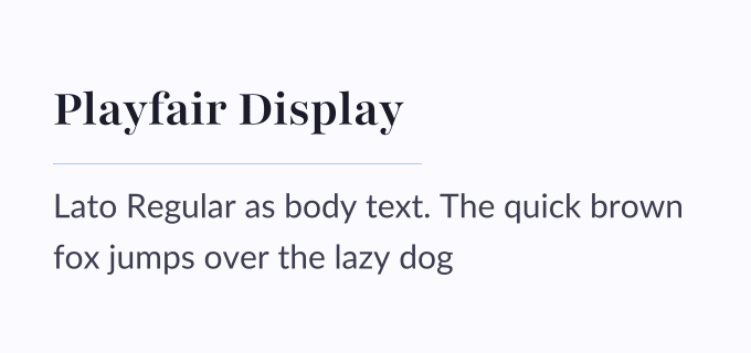Playfair Display + Lato font pairing preview