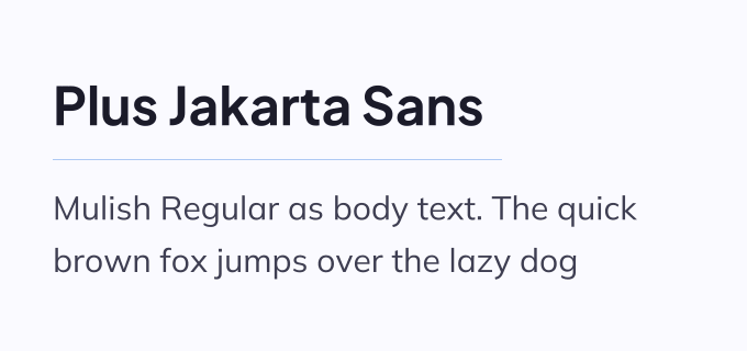 Plus Jakarta Sans + Mulish font pairing preview