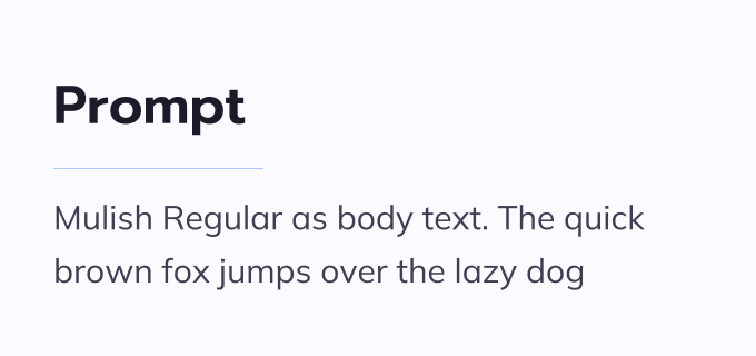 Prompt + Mulish font pairing preview