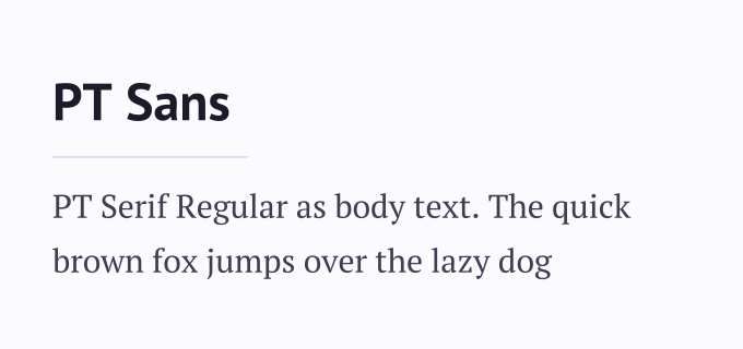 PT Sans + PT Serif font pairing preview