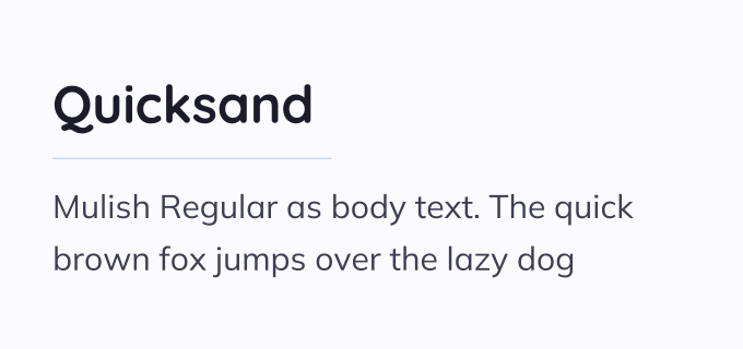 Quicksand + Mulish font pairing preview