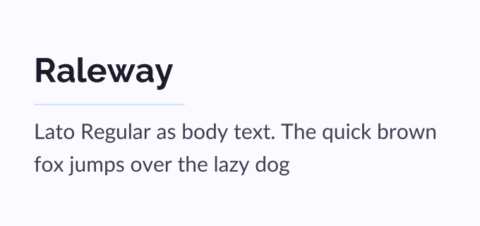 Raleway + Lato font pairing preview