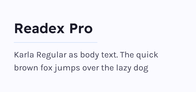 Readex Pro + Karla font pairing preview