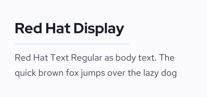 Red Hat Display + Red Hat Text font pairing preview