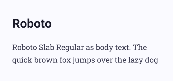Roboto + Roboto Slab font pairing preview
