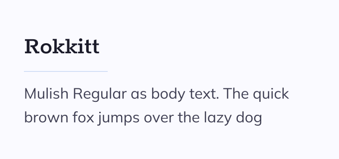 Rokkitt + Mulish font pairing preview