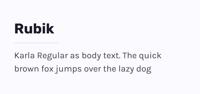 Rubik + Karla font pairing preview
