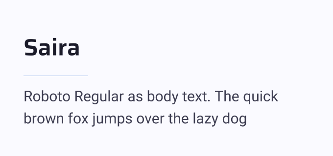 Saira + Roboto font pairing preview