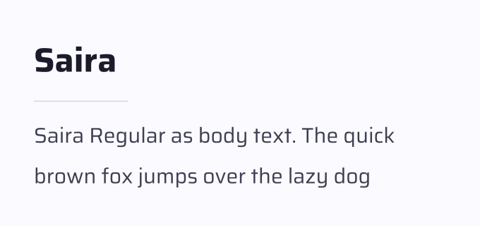 Saira + Saira font pairing preview