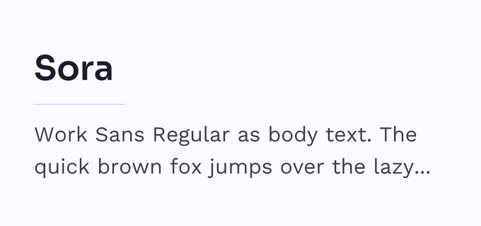 Sora + Work Sans font pairing preview